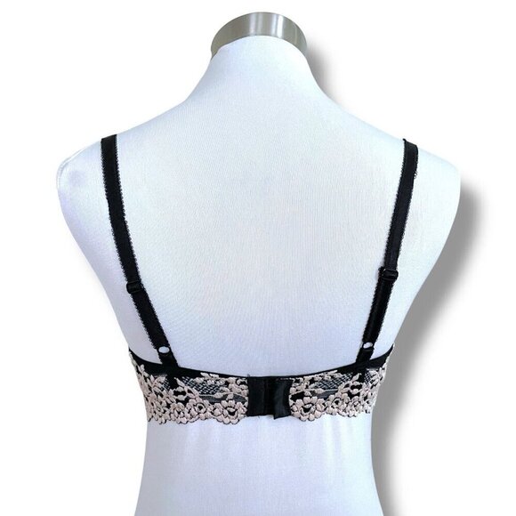 Wacoal 34C Bra Black White Embrace Lace Floral Unlined Underwire 65191 - Picture 6 of 8